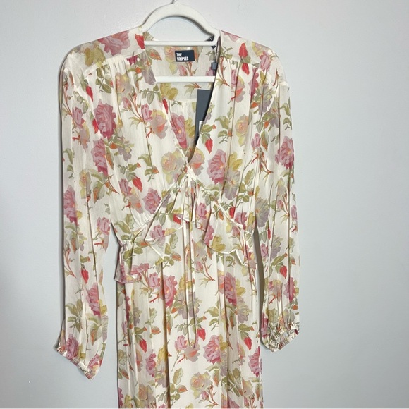 $715 NWT The Kooples Long Printed 100% Silk Ruffle Maxi Dress in English Rose - Picture 8 of 10